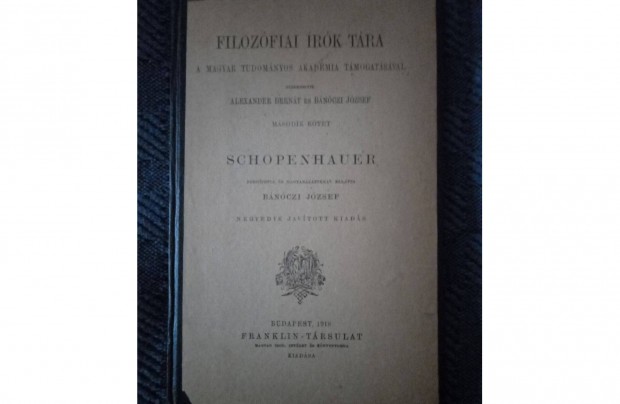 Filozfiai rk tra II.: Schopenhauer c. antikvr knyv elad