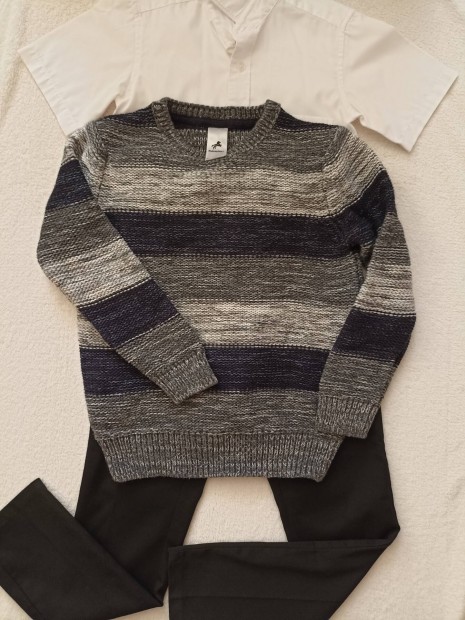 Fiú alkalmi ünneplő nadrág pulóver ing egyben eladó 128-134, 9 - 10 év