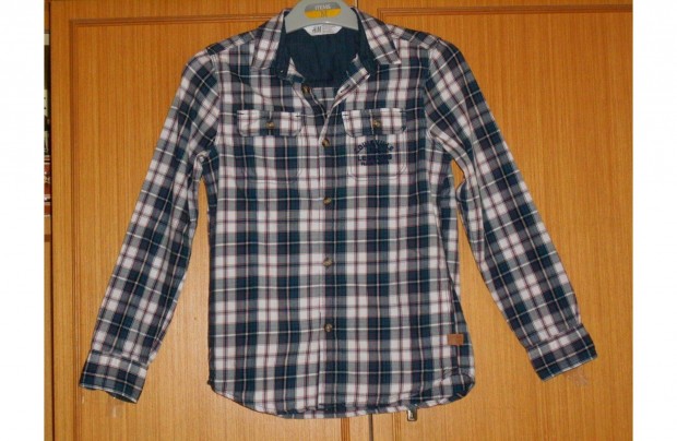 Fiú ing, H&M, divatos, kockás, feliratos.140 - es, 9-10 év