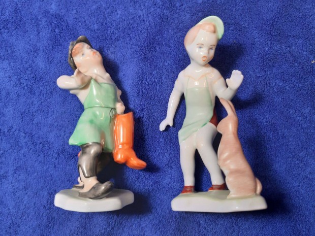 Fi nyuszival + Kis csizmadia inas - rgi porceln figurk