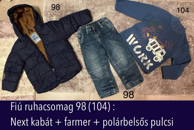 Fi tli ruhacsomag 98 (104); kabt, blelt farmernadrg, polr pulcsi