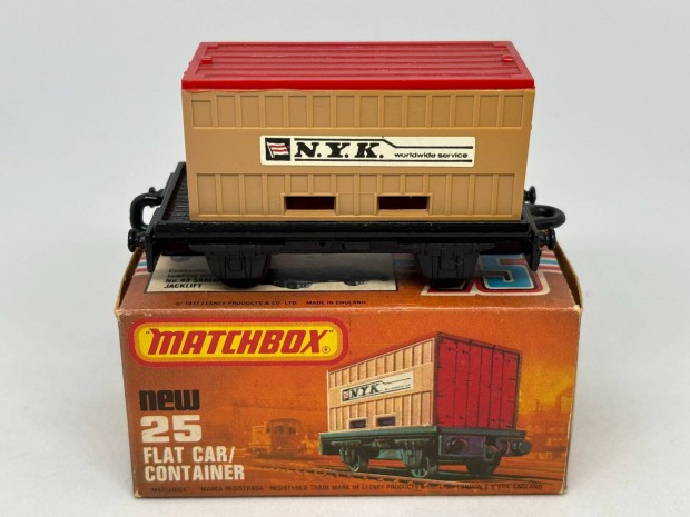 Flat Car/container angol Matchbox modell, gyri llapotban