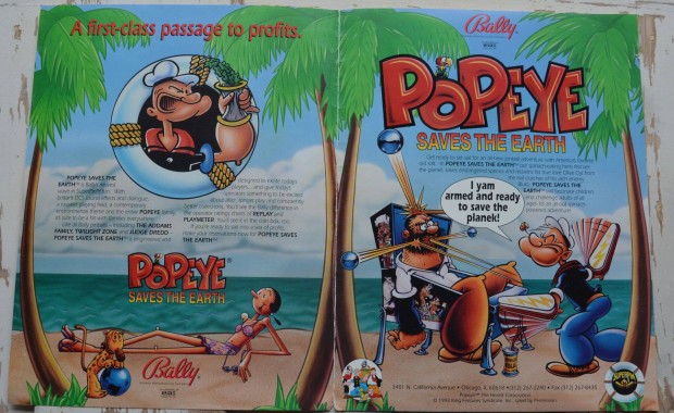 Flipper reklm szrlap pinball flyer Popeye Bally