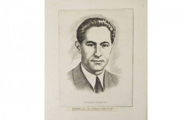 Földes Ferenc magyar nyelvtanár, filozófus, író portréja. Rézkarc