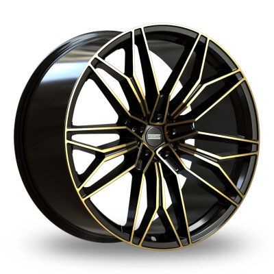 Fondmetal STC-23 BLACK CLEARCOAT GLOSSY GOLD MACHINED 11,5X23 5X112
