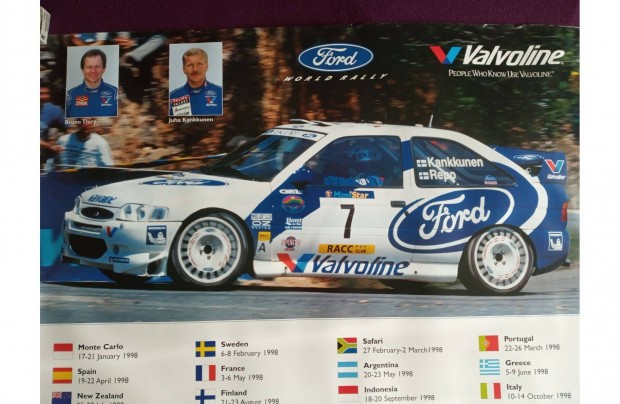 Ford Escort RS Cosworth WRC Valvoline nagy rali,rally poszter 1998-as