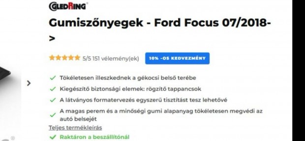 Ford Focus m�retpontos gumisz�nyeg 2007-2018