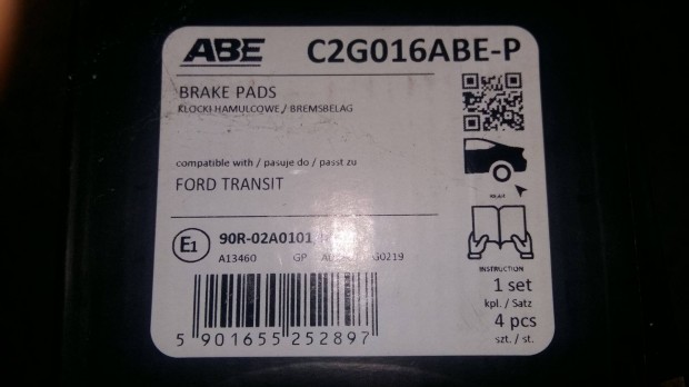 Ford Transit hátsó tárcsafékbetét garnitúra, kopásjelzővel Új!