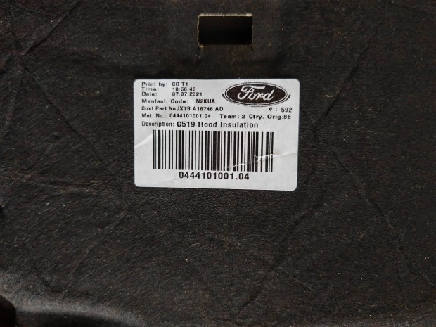 Ford focus motorháztető hangszigetelő új 2018 tól