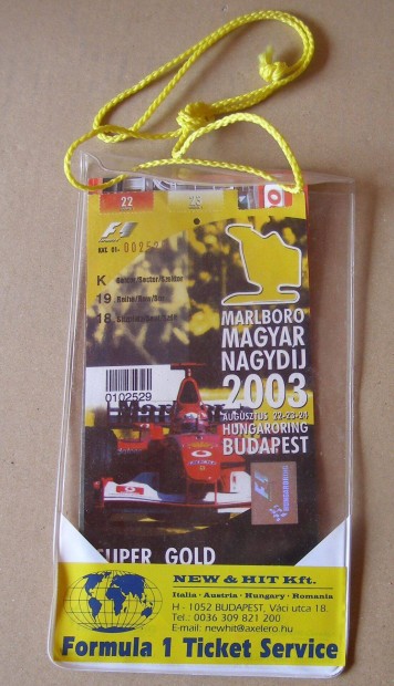 Formula 1,Marlboro Magyar Nagydj 2003 belp jegy