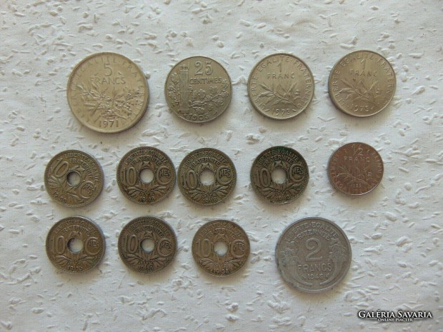 Franciaorszg 13 darab frank - - centesimi fmpnz LOT !