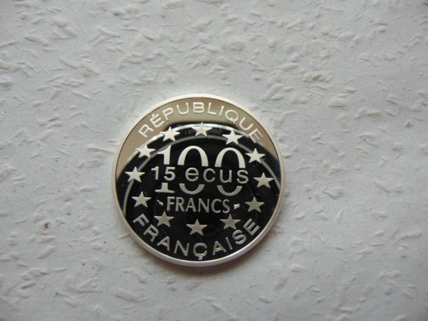 Franciaorszg ezst 15 ecu - 100 frank 1995 PP 22.30 gramm