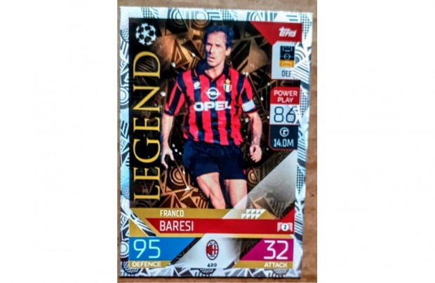 Franco Baresi AC Milan Legend focis kártya Topps Match Attax 2023