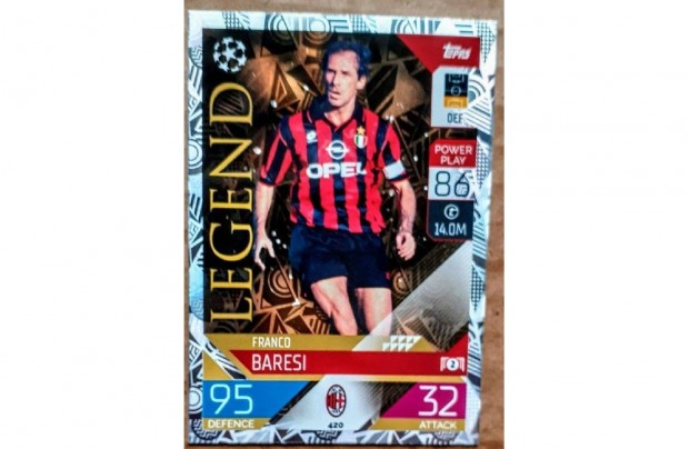 Franco Baresi AC Milan Legend focis krtya Topps Match Attax 2023