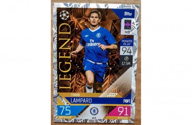 Frank Lampard Chelsea Legend focis krtya Topps Match Attax 2023