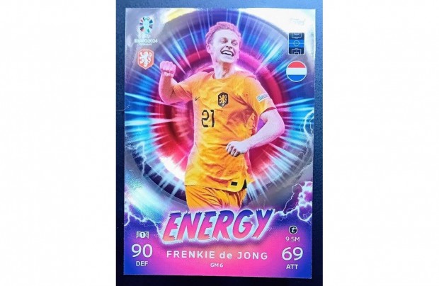 Frenkie de Jong Hollandia Energy focis krtya Topps Euro 2024