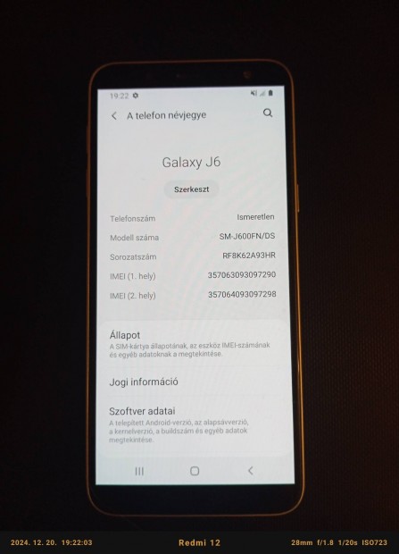 Fggetlen Samsung Galaxy J6 duos 3/32 Gb elad