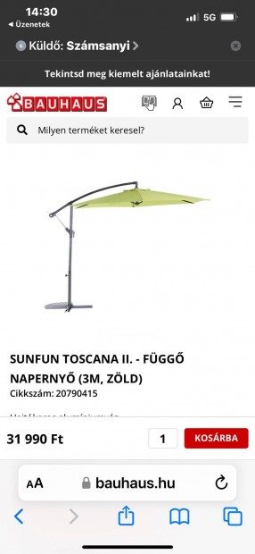 Függő napernyő