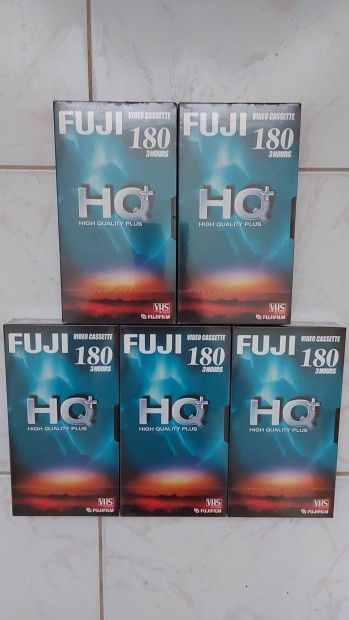 Fuji E-180 HQ+ VHS kazetta 5db j! Bontatlan!