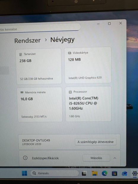 Fujitsu Lifebook U939 Laptop i5 8265 16gb ram 256gb ssd 13.1 full hd i