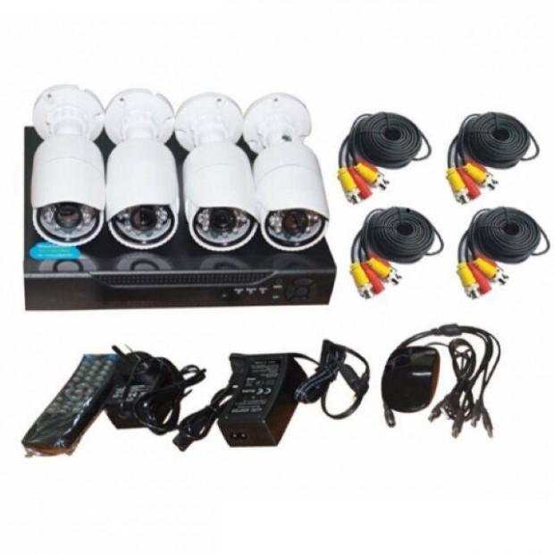 Full AHD CCTV Biztonsági Kamera Megfigyelő Rendszer 4DB Kamerával Új!