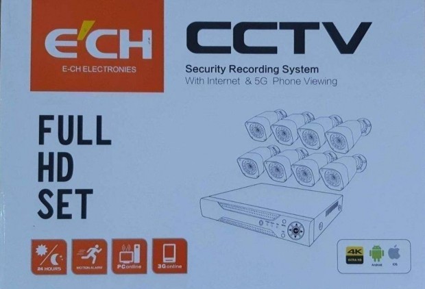 Full HD 8 kamers biztonsgi kamera rendszer j kltri infrs