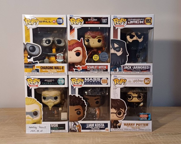 Funko pop (walle, scarlet witch, eivor, harry potter, mass effect, sam