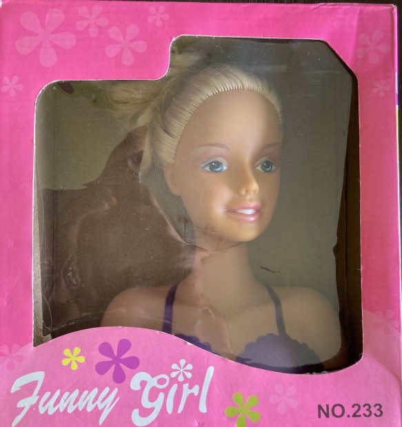 Funny Girl Barbie - fej fodrszos jtk dobozban kislnyoknak