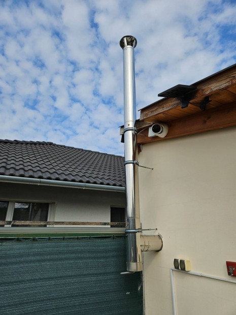 Füstcső, kéménycső rozsdamentes (kb.2,3 m) +toldalékcső 130mm átmérő