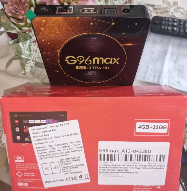 G96max, Android Tv okost, Tv Box 8K, 4+32 Gb