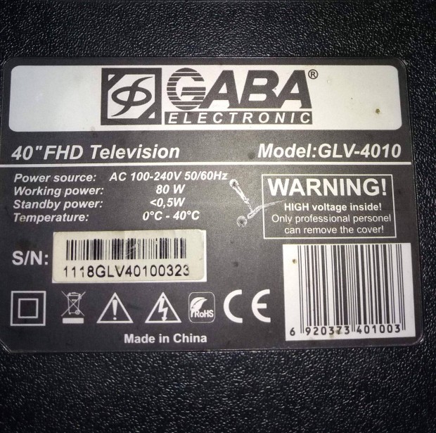 Gaba 40" tv Glv-4010 LED LCD tv hibs trtt alkatrsznek