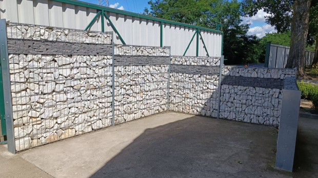Gabion kerítés, kőkerítés, 2D táblás kerítéselem - 300 cm oszlop