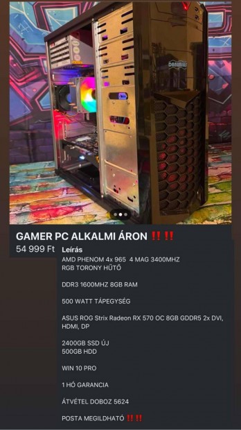 Gamer PC alkalmi ron