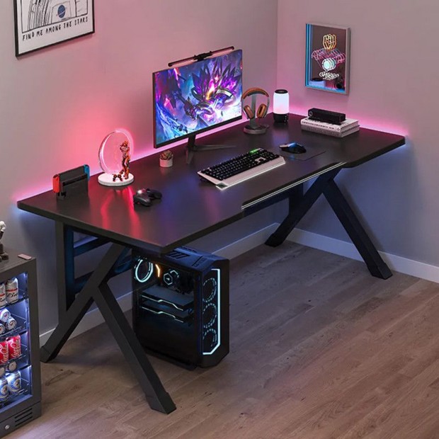 Gamer asztal minőségi íróasztal fekete 120x60x75 cm OTK-B2