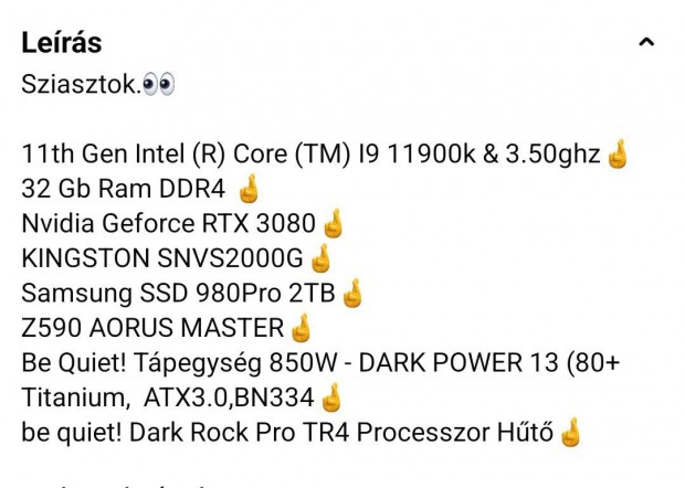 Gamer pc, i9 11900k rtx 3080 config