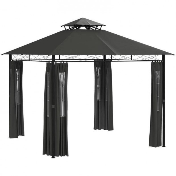 Garden kerti pavilon pergola dupla tetvel fggnykkel 3x3 m szrke