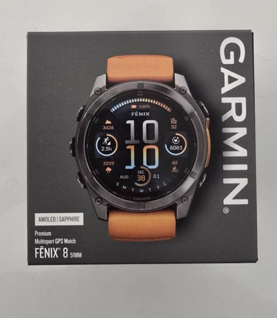 Garmin Fenix 8 Amoled 51mm Sapphire Titan Orange