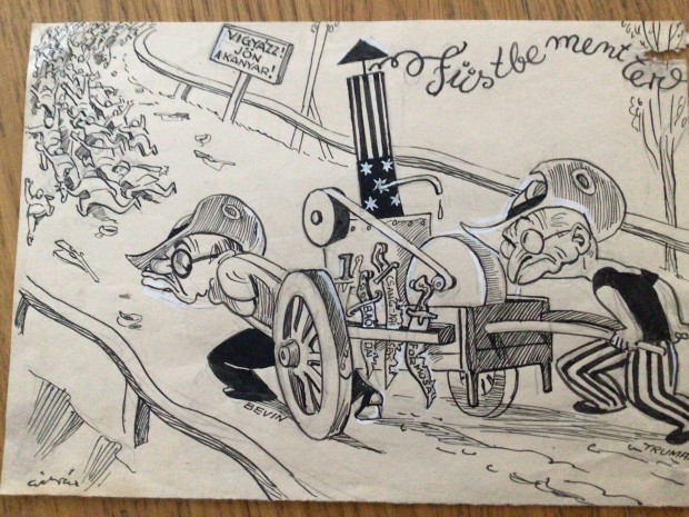 Gspr Antal eredeti karikatra rajza a Szabad Szj c. lapnak Trumanr