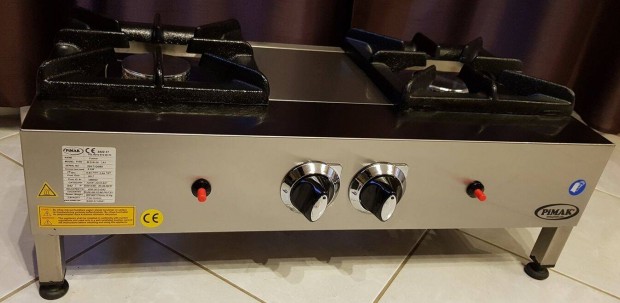 Gáztüzhely fözőtüzhely inox 2 égős 6kw-os égőkkel piezo gyújtóval