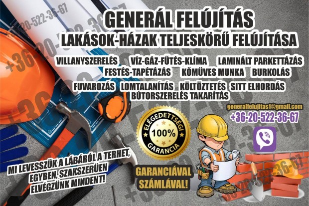 Generl feljts,fests, burkols, kmves munka, ram-vz-gz-fts!