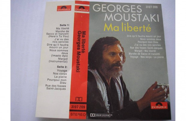 Georges Moustaki- Ma liberté , gyári műsoros kazetta ,,1971