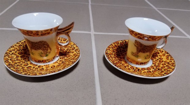 Gepárdos porcelán kávéscsésze alátettel 2 szett