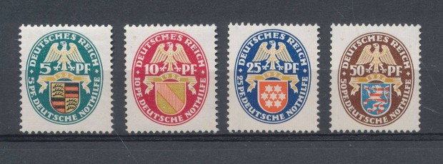 German Reich No. 398/401 postai hibtlan, a legmlyebb szakvlemn