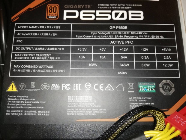 Gigabyte p650b 650w tpegysg elad. 