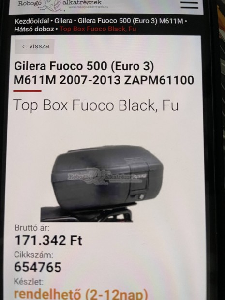 Gilera Fuoco Piaggio MP3 gyri erstett tradoboz