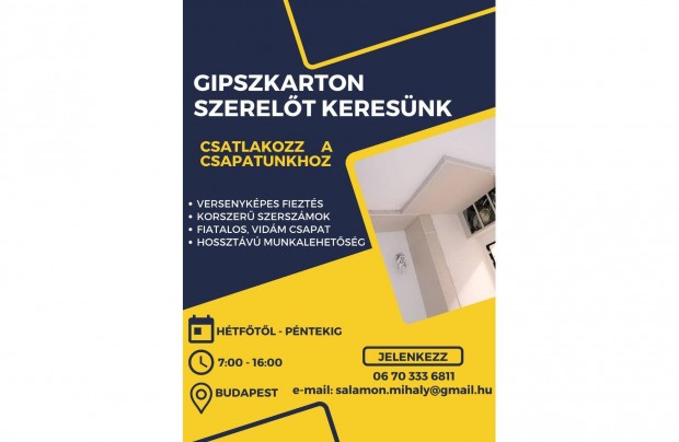 Gipszkarton szerel