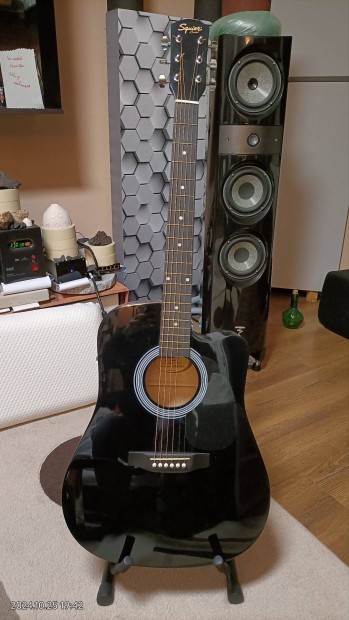 Gitr.Teljesen j!Fender Squier SA-105CE Black Elektroakusztikus gitr