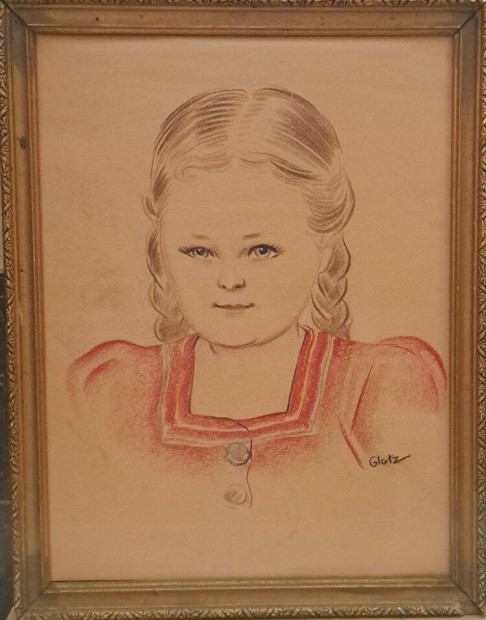 Glatz Oszkr (1872-1958) Piros ruhs lny 1942