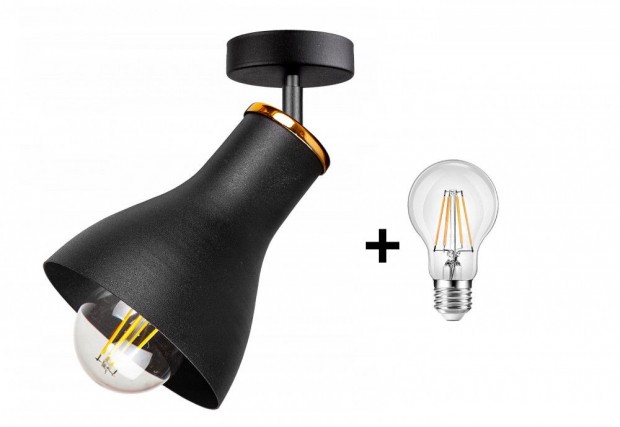 Glimex HORN llthat mennyezeti lmpa fekete 1x E27 + ajndk LED iz