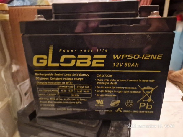 Globe WP50-12NE 50Ah 12V ciklikus-kerekesszék akkumulátor